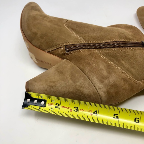 Vince Camuto Movinta Bootie Brown Leather Suede Ankle Boot 4” Heel Side Zip Sz 8 - Picture 10 of 11